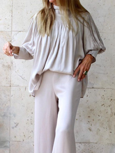Load image into Gallery viewer, Fashion Comfortable Lantern Sleeve High Collar Loose Two-piece Suit
