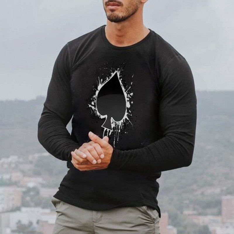 Mens Spades Print Long Sleeve T-Shirt