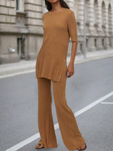 Load image into Gallery viewer, Knitted Round Neck Split Casual Two-piece Suit
