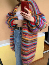 Load image into Gallery viewer, Warm Color Striped Women&#39;S Sweater Coat
