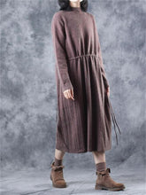 Load image into Gallery viewer, Casual Retro Drawstring Pleated Women&#39;S Sweater Dress

