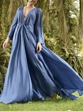 Load image into Gallery viewer, Bohemian Romantic V Neck Long Sleeve Maxi Dress
