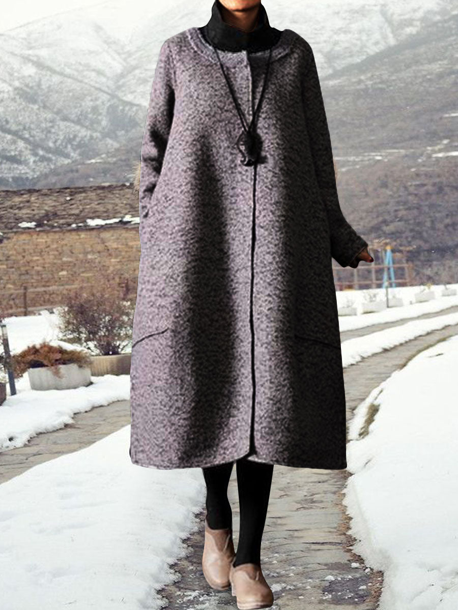 Loose Long-sleeved Solid Color Casual Dress