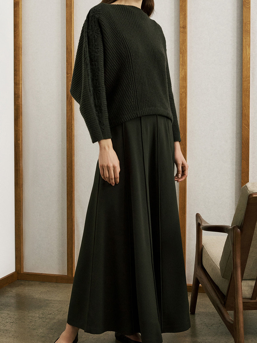 Fashion Bat Sleeve Solid Color Knitted Suit
