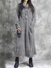 Load image into Gallery viewer, Retro Loose Pleated High Neck Women&#39;S Knitted Long Skirt
