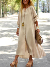 Load image into Gallery viewer, Ethnic Casual Solid Color Loose V-Neck Women&#39;S Dress
