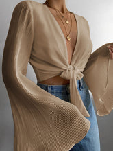 Load image into Gallery viewer, Fashion Casual V-neck Solid Color Flared Sleeve Top
