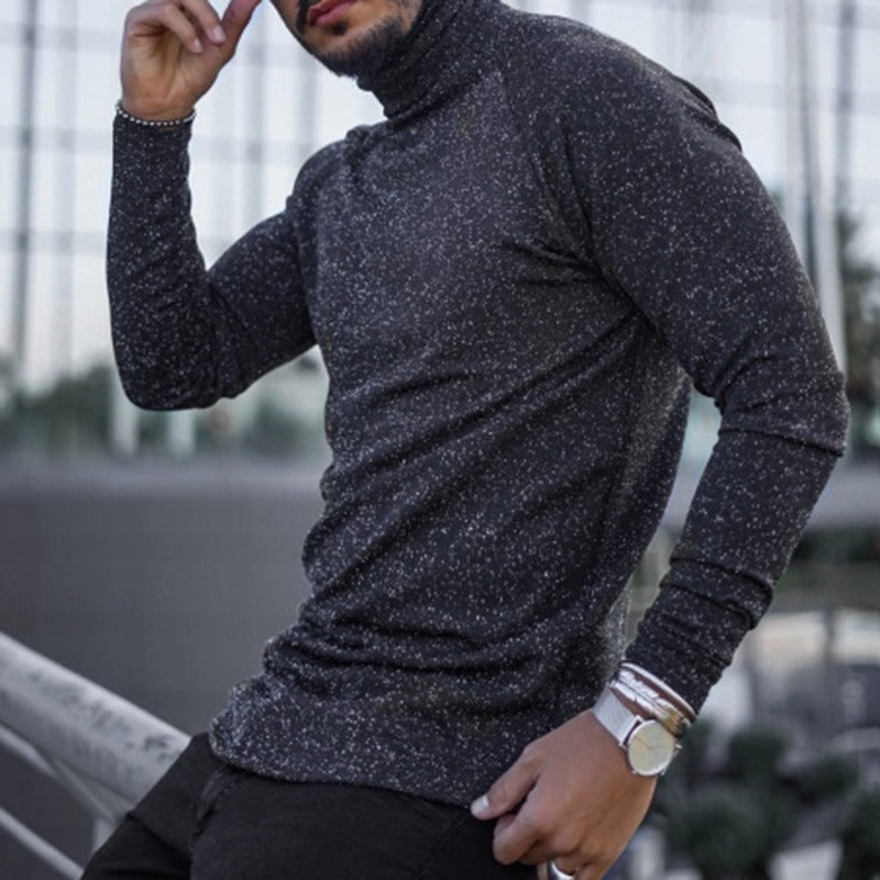 Casual Turtleneck Solid Color Long Sleeve T-Shirt