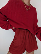 Load image into Gallery viewer, Pure Color Casual Long-Sleeved Knitted Shorts Suit
