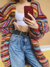Load image into Gallery viewer, Warm Color Striped Women&#39;S Sweater Coat
