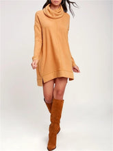 Load image into Gallery viewer, Casual All-Match High-Neck Slit Women&#39;S Knitted Dress
