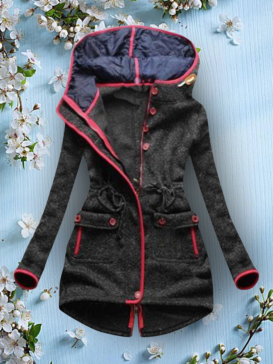 Women's Color Contrast Pocket Waist Padded Jacket