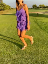 Load image into Gallery viewer, Fashion Sexy Suspenders Tassels Mini Dress
