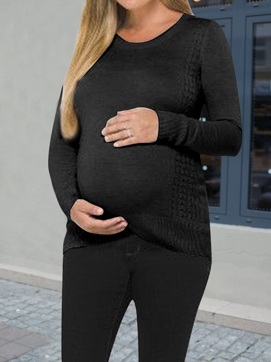 Two-piece Knitted Round Neck Casual Pregnant Women