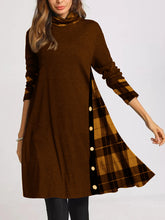 Load image into Gallery viewer, Retro Casual Loose High Neck Long Sleeve Plaid Dress
