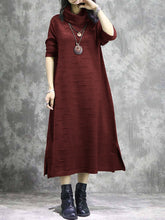 Load image into Gallery viewer, Retro High-Neck Casual Women&#39;S Sweater Dress
