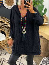 Load image into Gallery viewer, Pure Color V-neck Lace Casual Top
