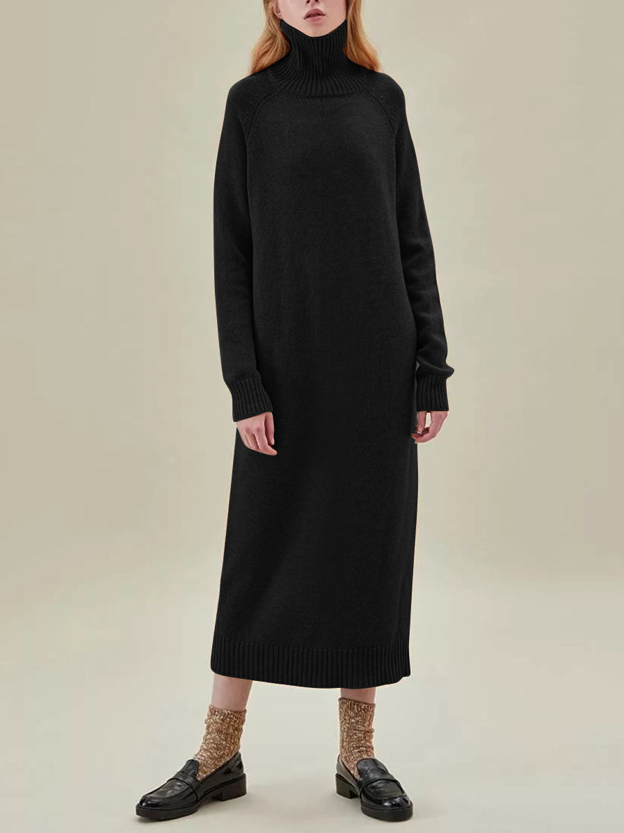 Casual Long Sleeve High Neck Knitted Maxi Dress