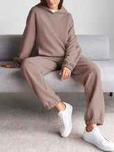 Load image into Gallery viewer, Fashion Casual Hooded Solid Color Two-piece Set
