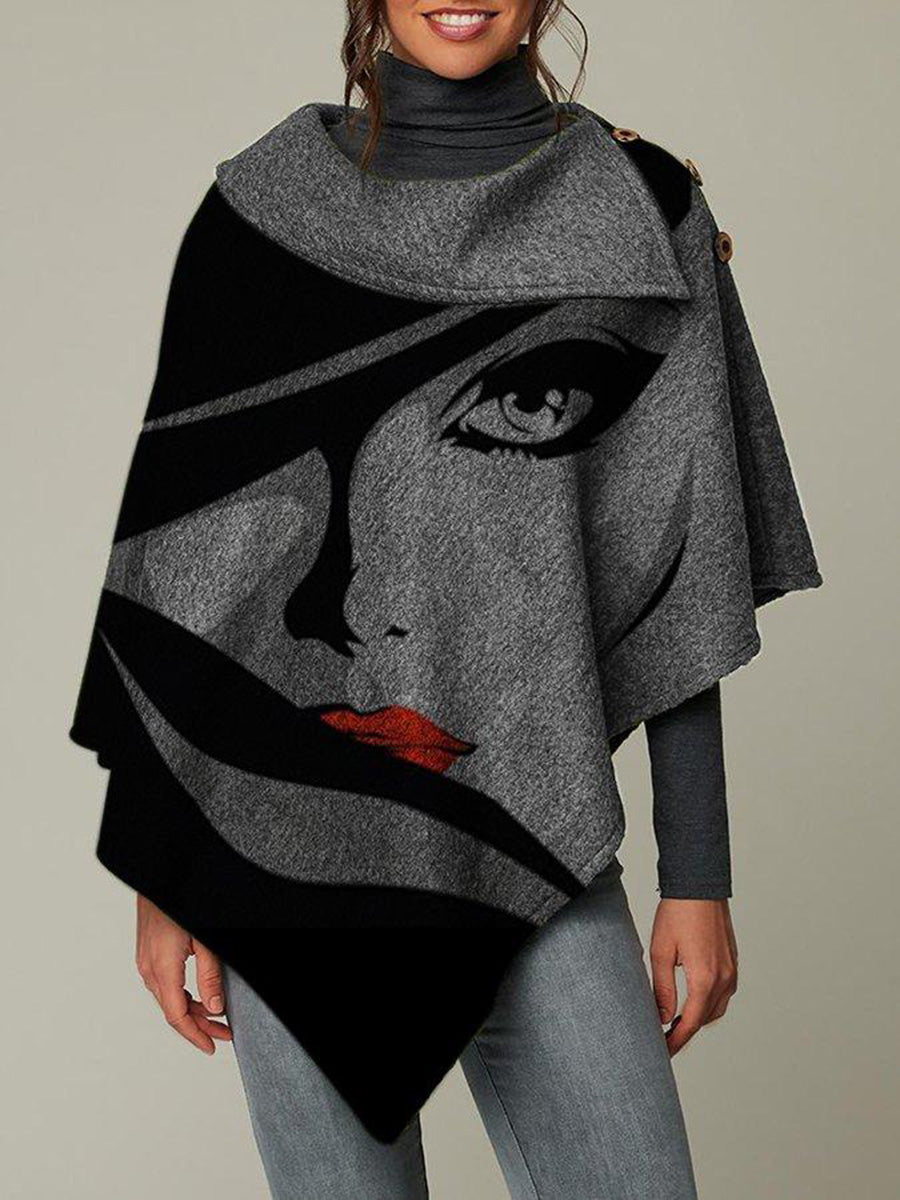 Vintage Abstract Turtleneck Women's Shirts