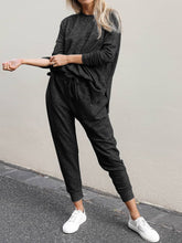 Load image into Gallery viewer, Fashion Casual Loose Solid Color Long Sleeve Round Neck Two-piece Suit

