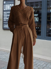 Load image into Gallery viewer, Retro Twist Texture Loose Sweater Two-piece Suit
