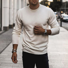 Load image into Gallery viewer, Pure Cotton Casual Solid Color Round Neck Long Sleeve Sweater
