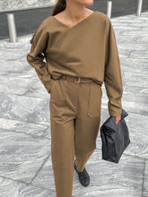 Load image into Gallery viewer, Fashion Long Sleeve V-neck Casual Two-piece Suit
