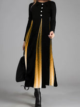 Load image into Gallery viewer, Retro Elegant Color Block Long Sleeve Dress
