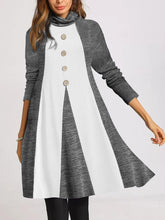 Load image into Gallery viewer, Fashion High Collar Button Long Sleeve Casual Dress
