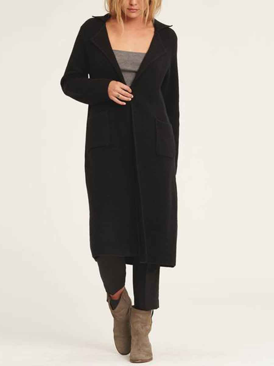 Fashion Loose Casual Lapel Long Coat with Pockets