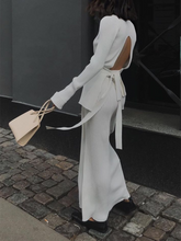 Load image into Gallery viewer, Sexy Open Back Slim Knit Top and Sweater Split Skirt Two-piece
