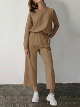 Load image into Gallery viewer, Casual Long Sleeve Wide Leg Solid Color Two-piece Suit
