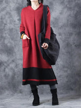 Load image into Gallery viewer, Autumn And Winter Casual Retro Contrast Color Women&#39;S Sweater Dress
