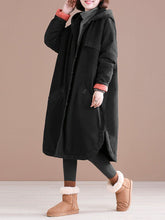 Load image into Gallery viewer, Loose Casual Hooded Solid Color Coat
