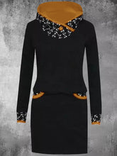 Load image into Gallery viewer, Casual Printed Contrast Color Women&#39;S Hooded Sweater Dress
