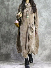 Load image into Gallery viewer, Retro Loose Pleated High Neck Women&#39;S Knitted Long Skirt
