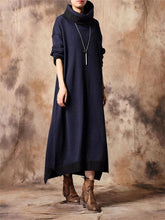 Load image into Gallery viewer, Autumn And Winter Casual High-Neck Contrast Sweater Dress
