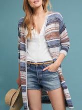 Load image into Gallery viewer, Loose Striped Color Matching Women&#39;S Sweater Coat
