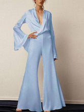 Load image into Gallery viewer, Fashion Simple Casual Loose V Neck Top Pants Suit
