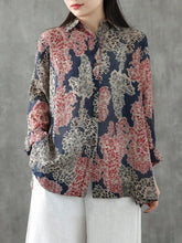 Load image into Gallery viewer, Prints Pattern Linen Shift Lapel Long Sleeves Shirt
