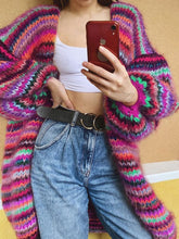 Load image into Gallery viewer, Warm Color Striped Women&#39;S Sweater Coat
