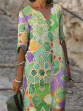 Load image into Gallery viewer, Retro Casual Loose Geometric Color Matching Dress
