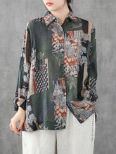 Load image into Gallery viewer, Prints Pattern Linen Shift Lapel Long Sleeves Shirt
