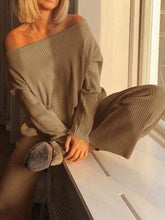 Load image into Gallery viewer, Women&#39;S Fashion Casual Solid Color Loose One-Shoulder Two-Piece Suit
