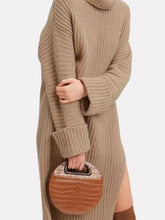 Load image into Gallery viewer, Fashion Casual Solid Color High Collar Split Dress
