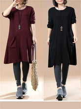 Load image into Gallery viewer, Autumn And Winter Casual Solid Color Pocket Women&#39;S Sweater Dress
