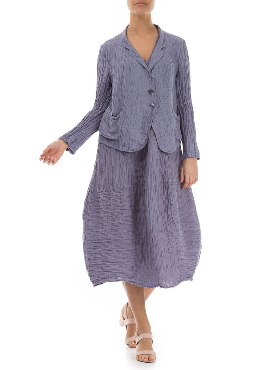 Short Crinkled Violet Tulip Button Jacket
