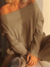Load image into Gallery viewer, Women&#39;S Fashion Casual Solid Color Loose One-Shoulder Two-Piece Suit
