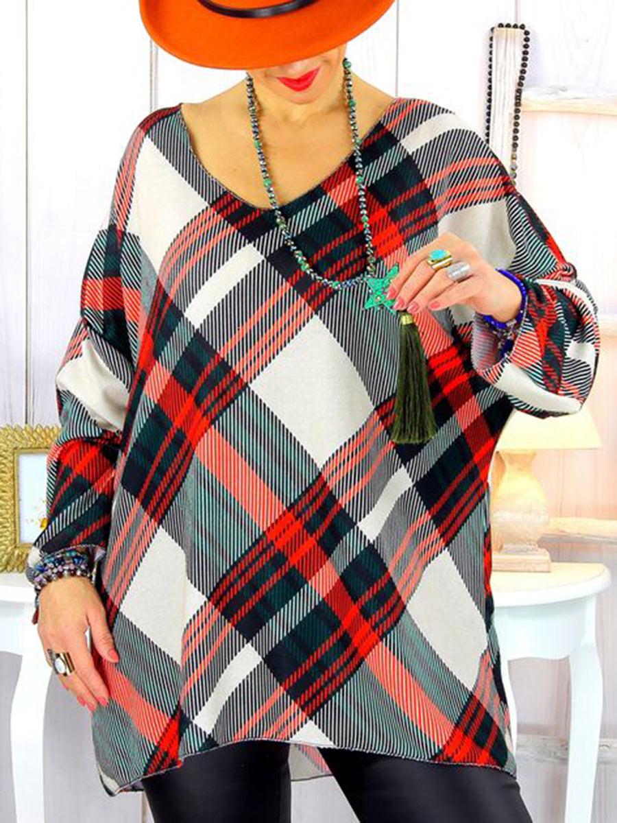 Fashion Plaid Print Loose Shirt